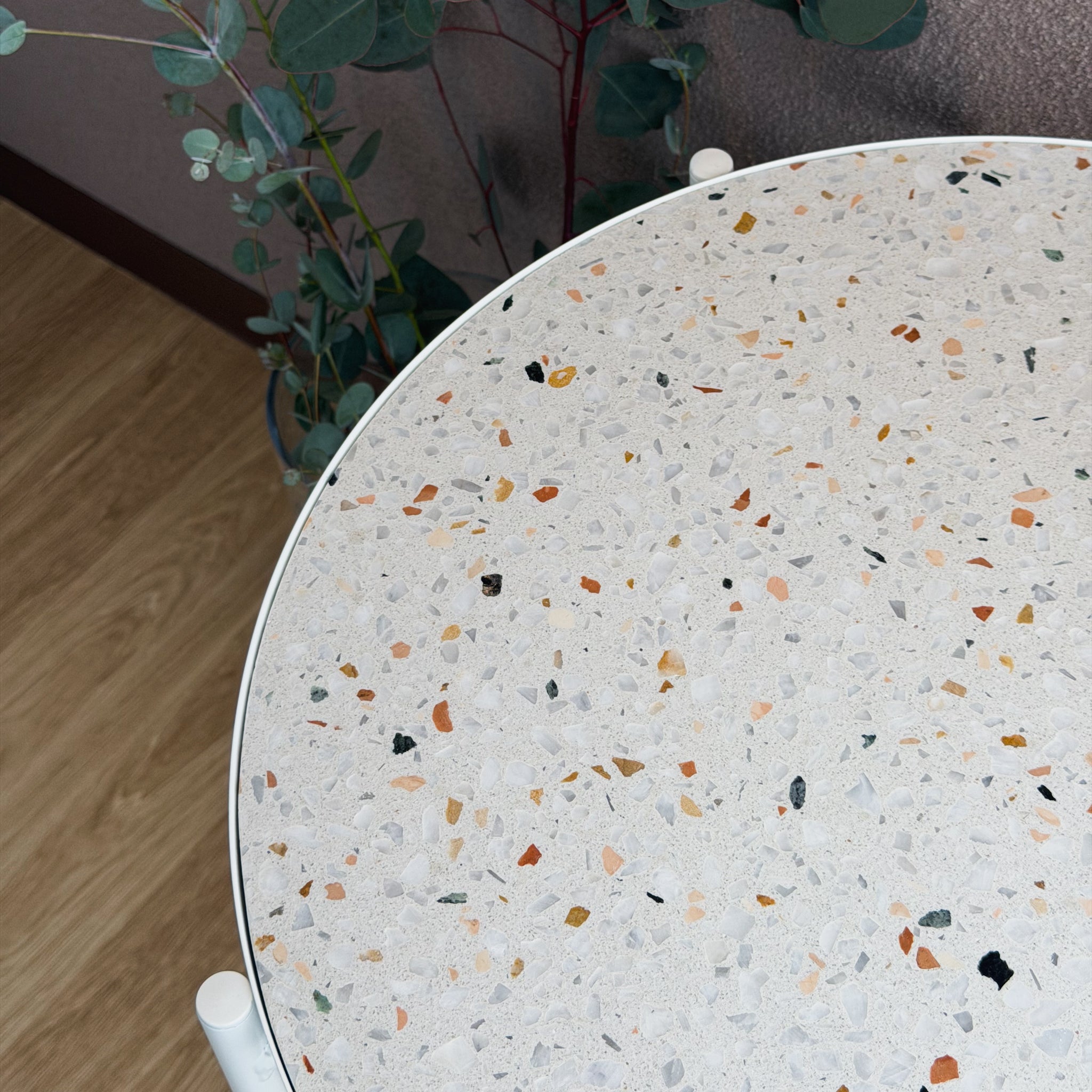 あきの家づくりコラボ商品/ビールストーン/サイドテーブル/petit Ant01 丸　直径45cm高さ53cm/ホワイト・グリーン・ベージュ