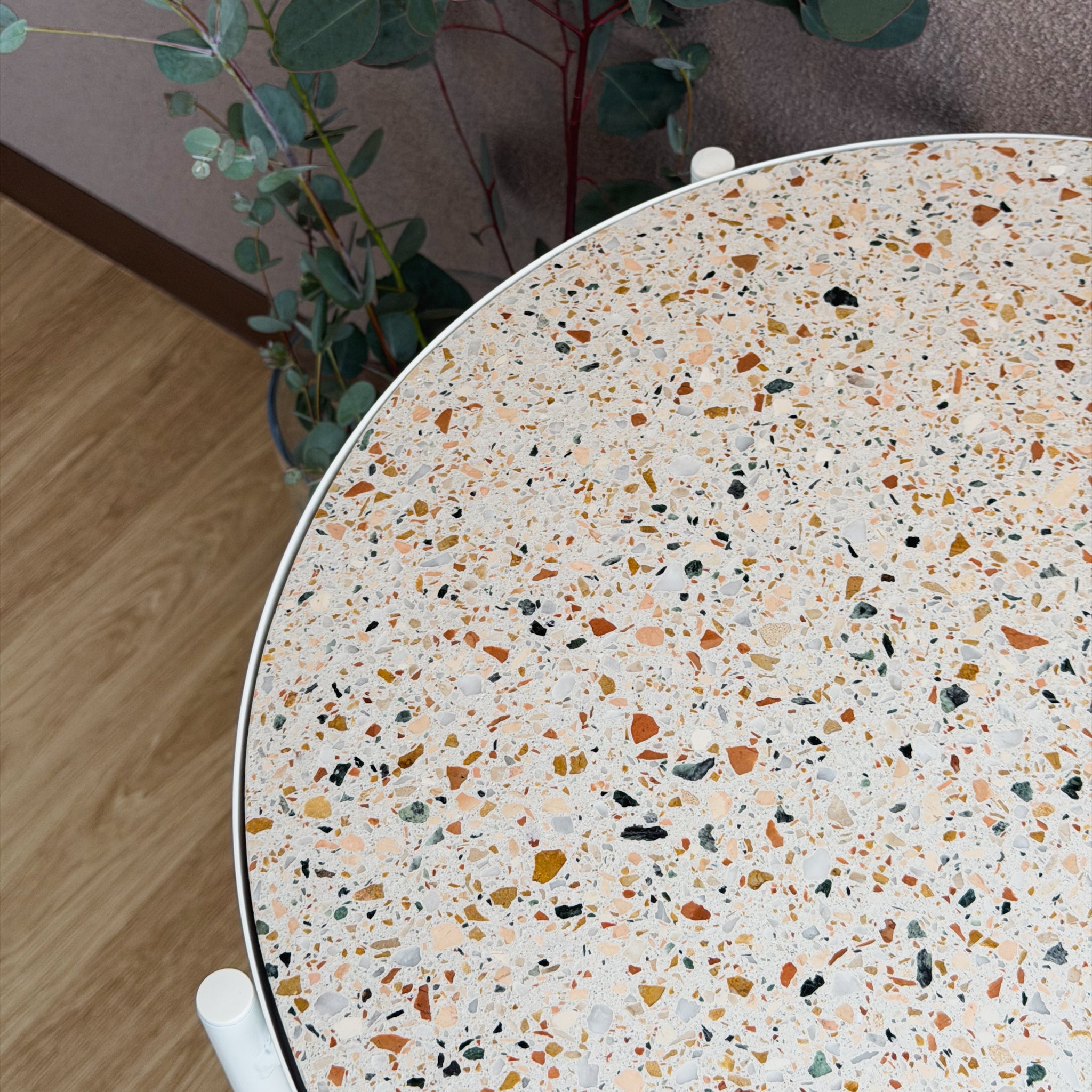 あきの家づくりコラボ商品/ビールストーン/サイドテーブル/petit Ant01 丸　直径45cm高さ53cm/ホワイト・グリーン・ベージュ