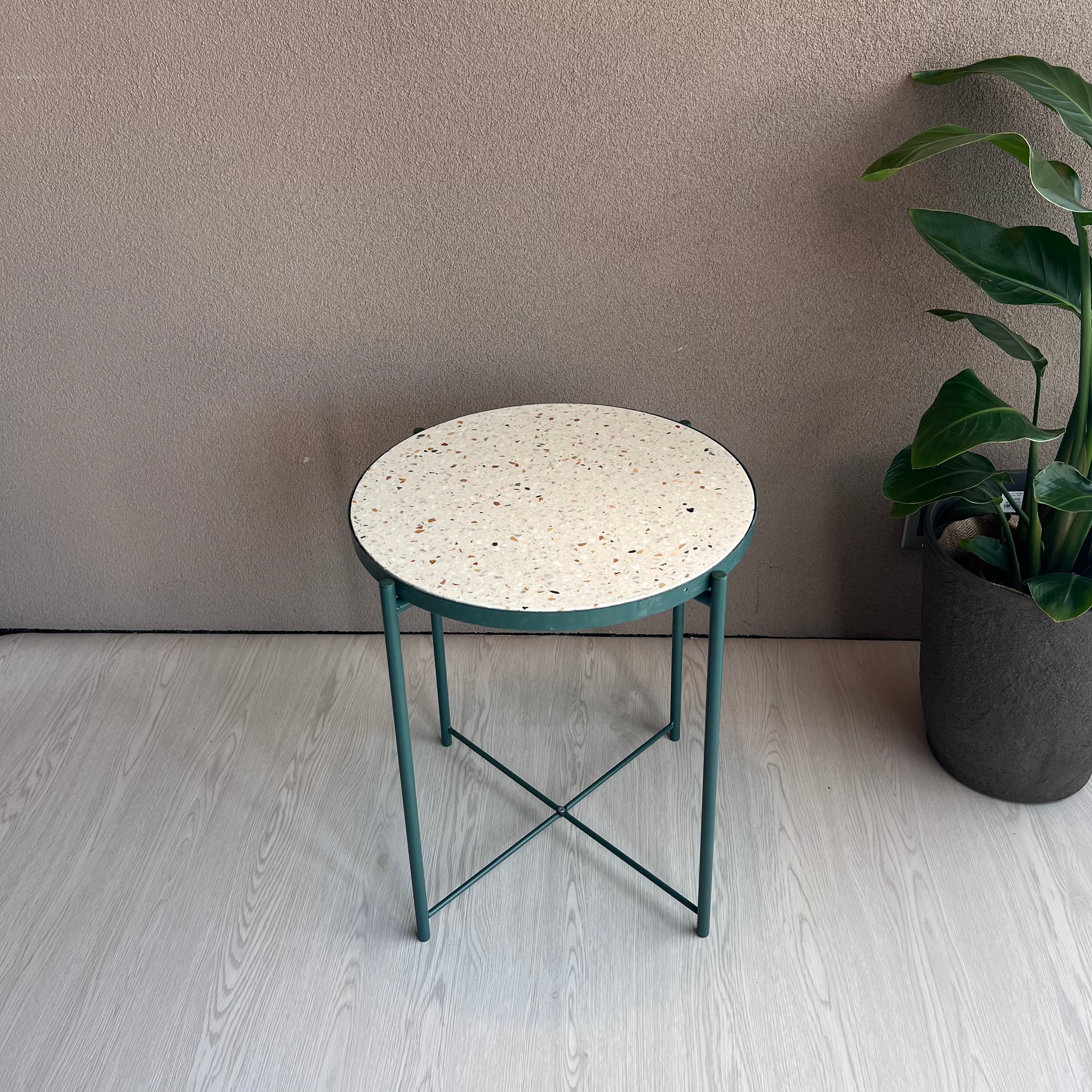 あきの家づくりコラボ商品/ビールストーン/サイドテーブル/petit Ant01 丸　直径45cm高さ53cm/ホワイト・グリーン・ベージュ