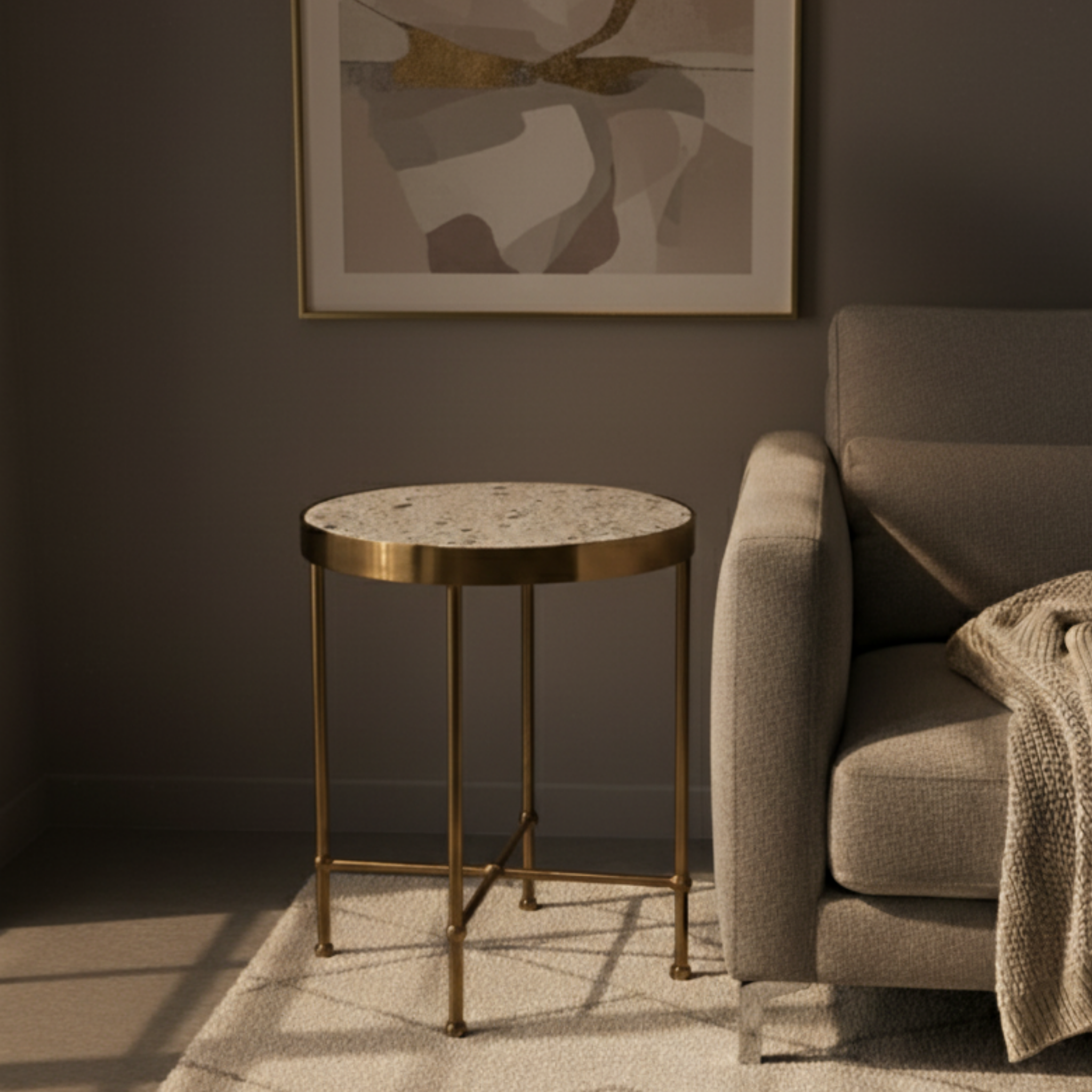 ビールストーン BEAL STONE 天然石 サイドテーブル 丸 幅45cm Ant13