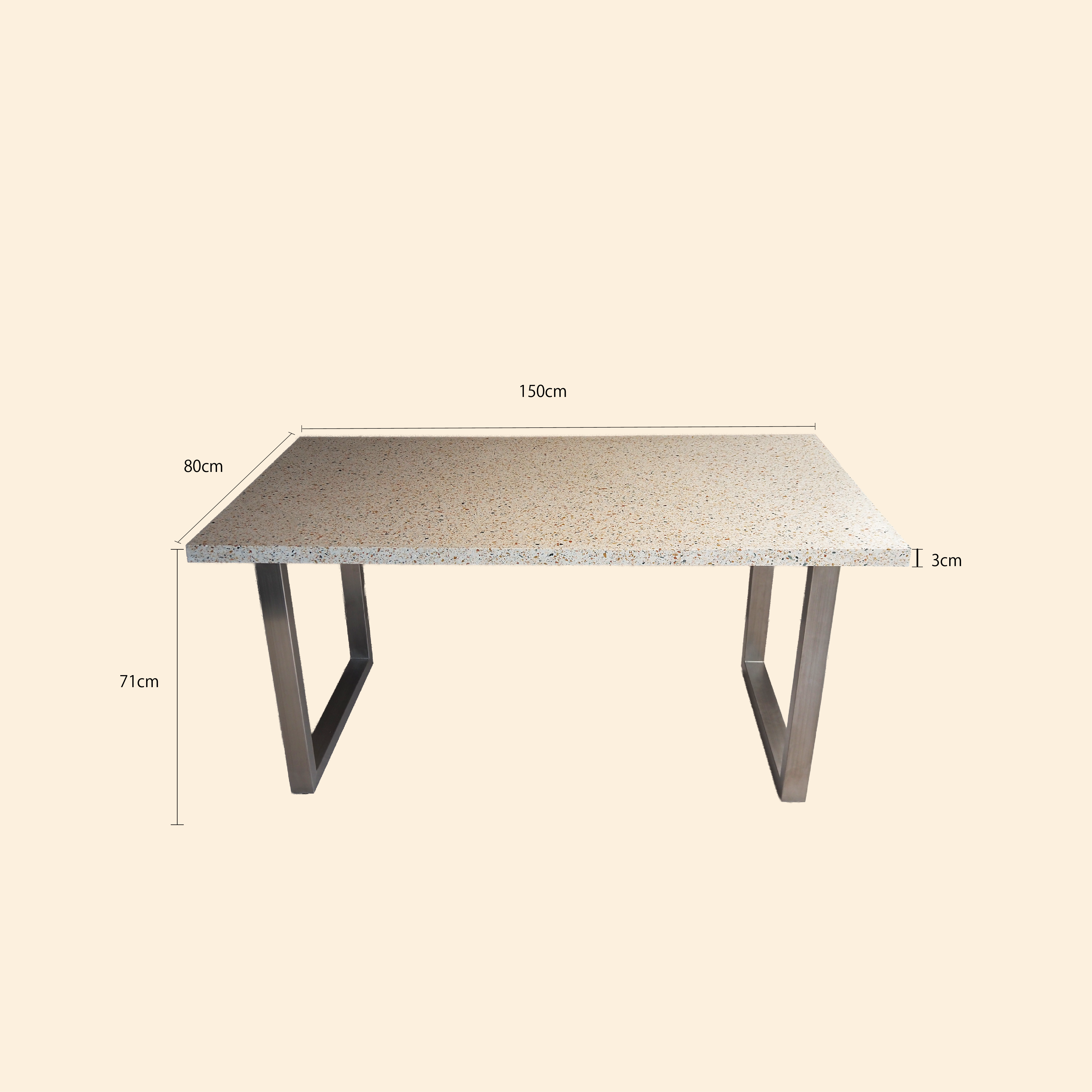 【あきの家づくりコラボ商品】　ダイニングテーブル/ビールストーン/petit Ant02 /150cm×80cm高さ71cm/フルオーダー可能