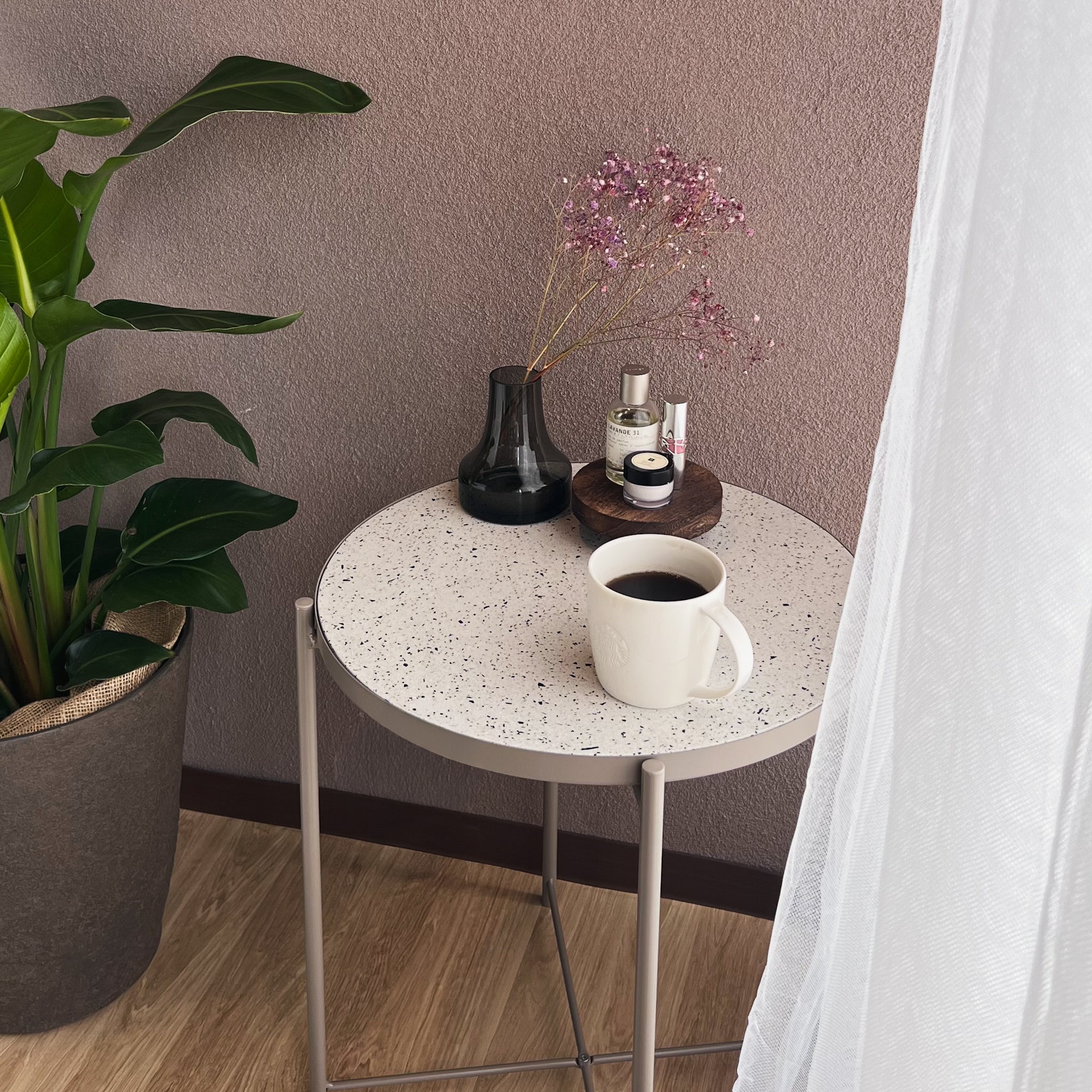 あきの家づくりコラボ商品/ビールストーン/サイドテーブル/petit Ant01 丸　直径45cm高さ53cm/ホワイト・グリーン・ベージュ